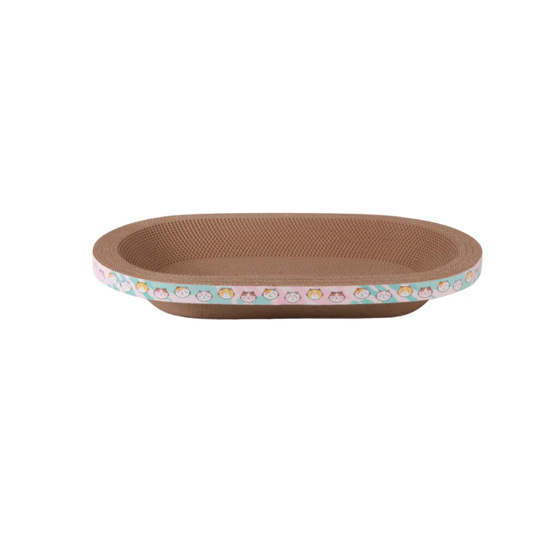 ADS Pet Oval Cat Scratcher Lounge Cardboard Bed - 60x38x9cm
