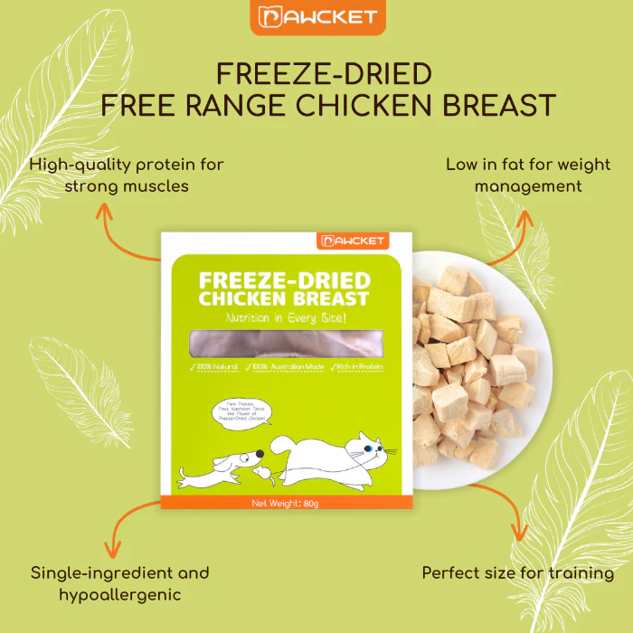 PAWCKET Freeze Dried Free Range Chicken Breast Dog & Cat Treat 80G - Image 2