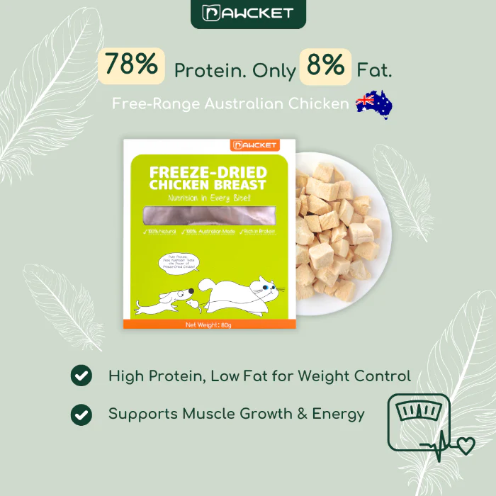 PAWCKET Freeze Dried Free Range Chicken Breast Dog & Cat Treat 80G - Image 4