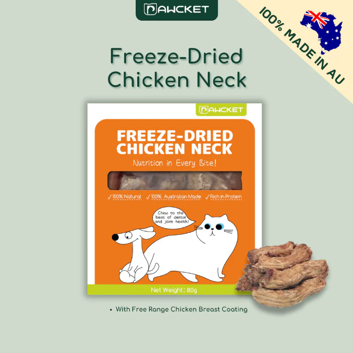 PAWCKET Freeze Dried Raw Chicken Neck Dog & Cat Treat 80G