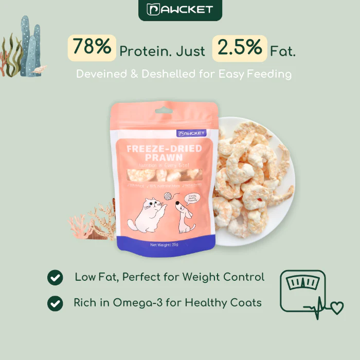 Pawcket Freeze Dried Raw Prawn Dog and Cat Treat 25G - Image 4