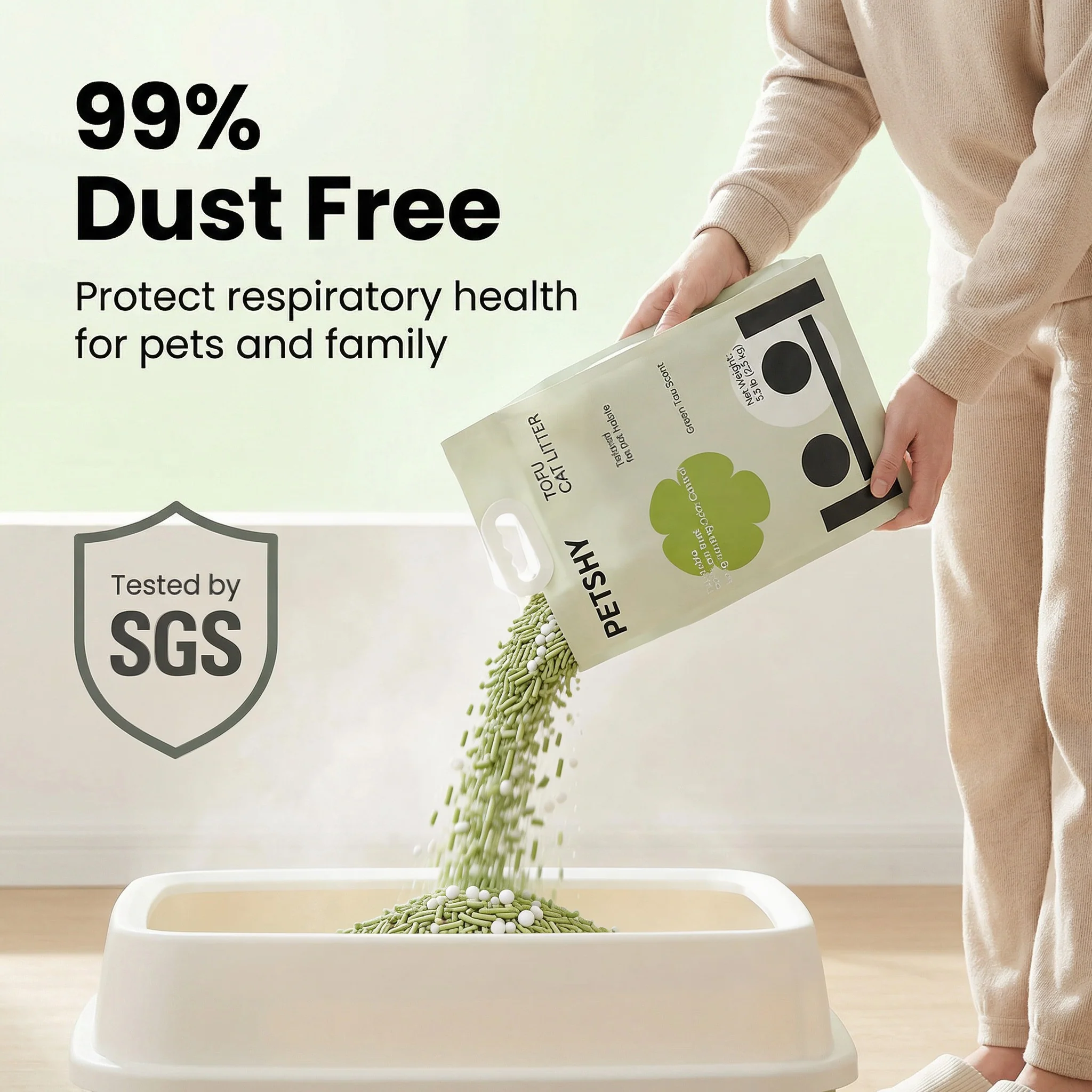 PETSHY Green Tea Tofu Cat Litter 2.5KG - Image 10