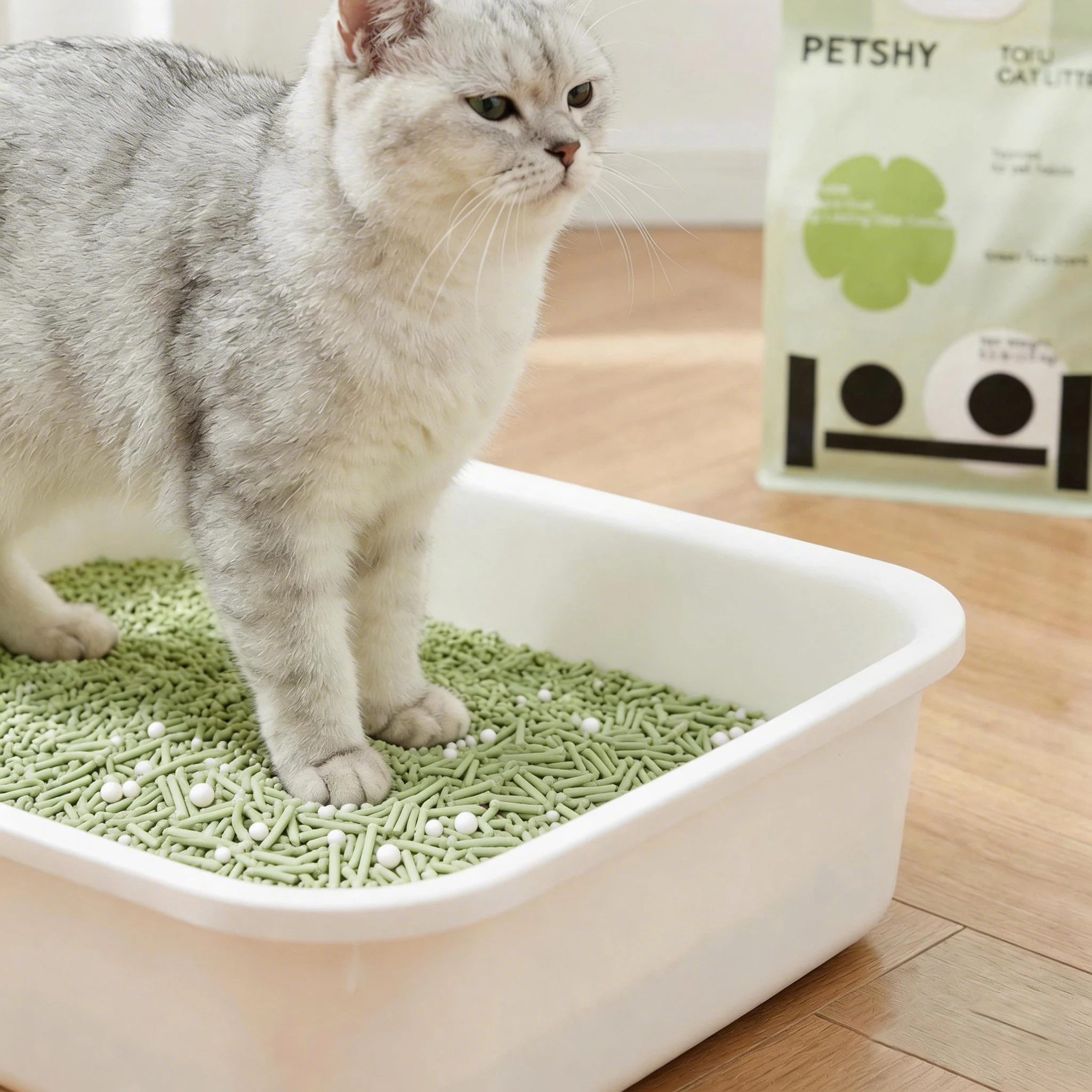 PETSHY Green Tea Tofu Cat Litter 2.5KG - Image 8