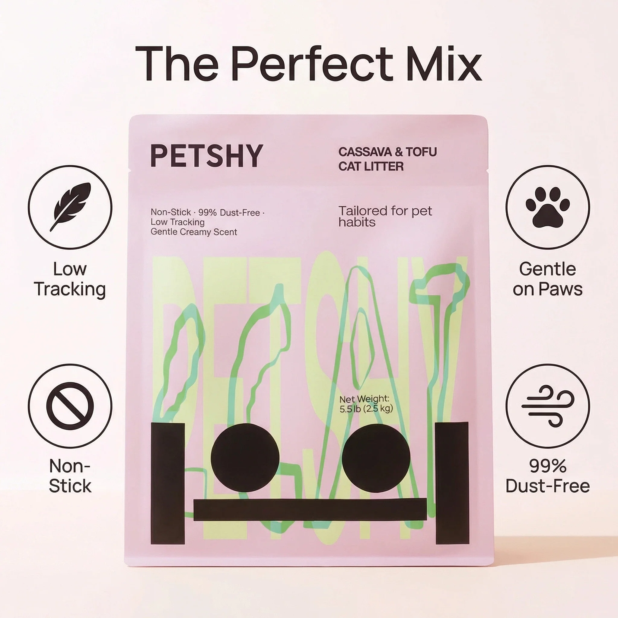 PETSHY Cassava Mixed Tofu Cat Litter 2.5KG - Image 2