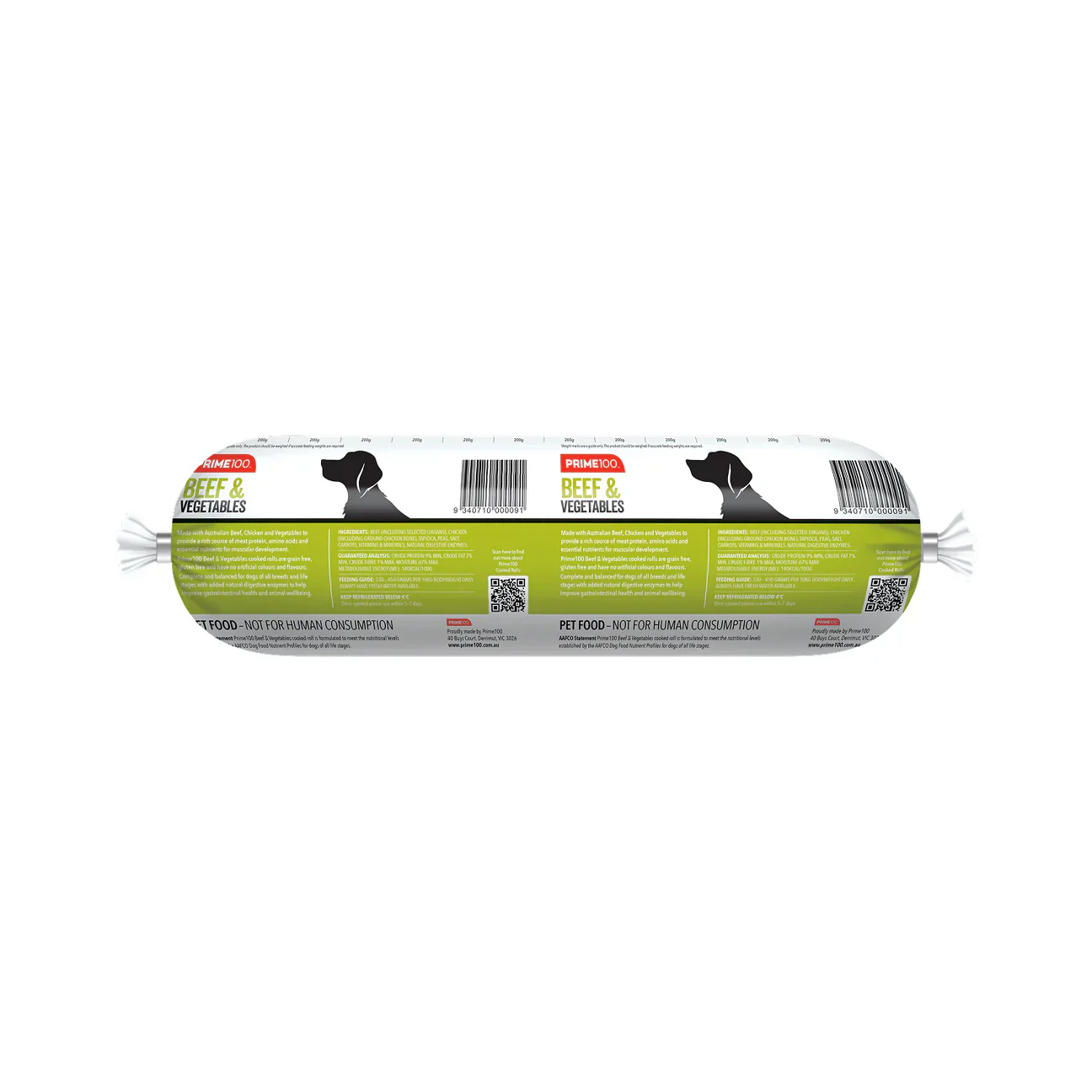 PRIME100 Beef & Vegetables Cooked Roll Fresh Dog Food - Image 2