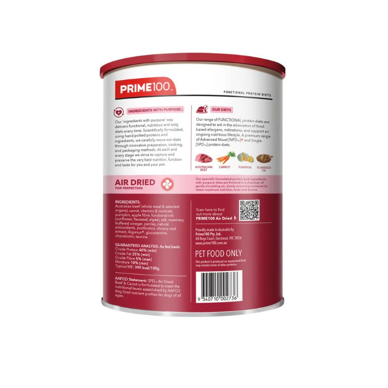 Prime100 SPD Air Dried Beef & Carrot Dry Dog Food - Image 2