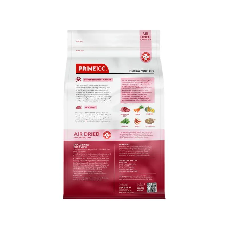 Prime100 SPD Air Dried Beef & Carrot Dry Dog Food - Image 4