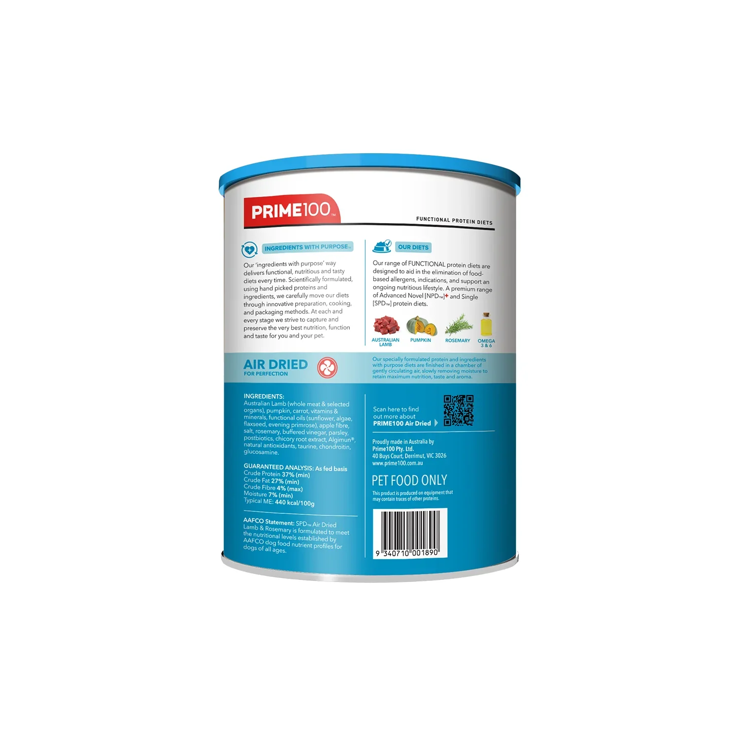 Prime100 SPD Air Dried Lamb & Rosemary Dry Dog Food - Image 2