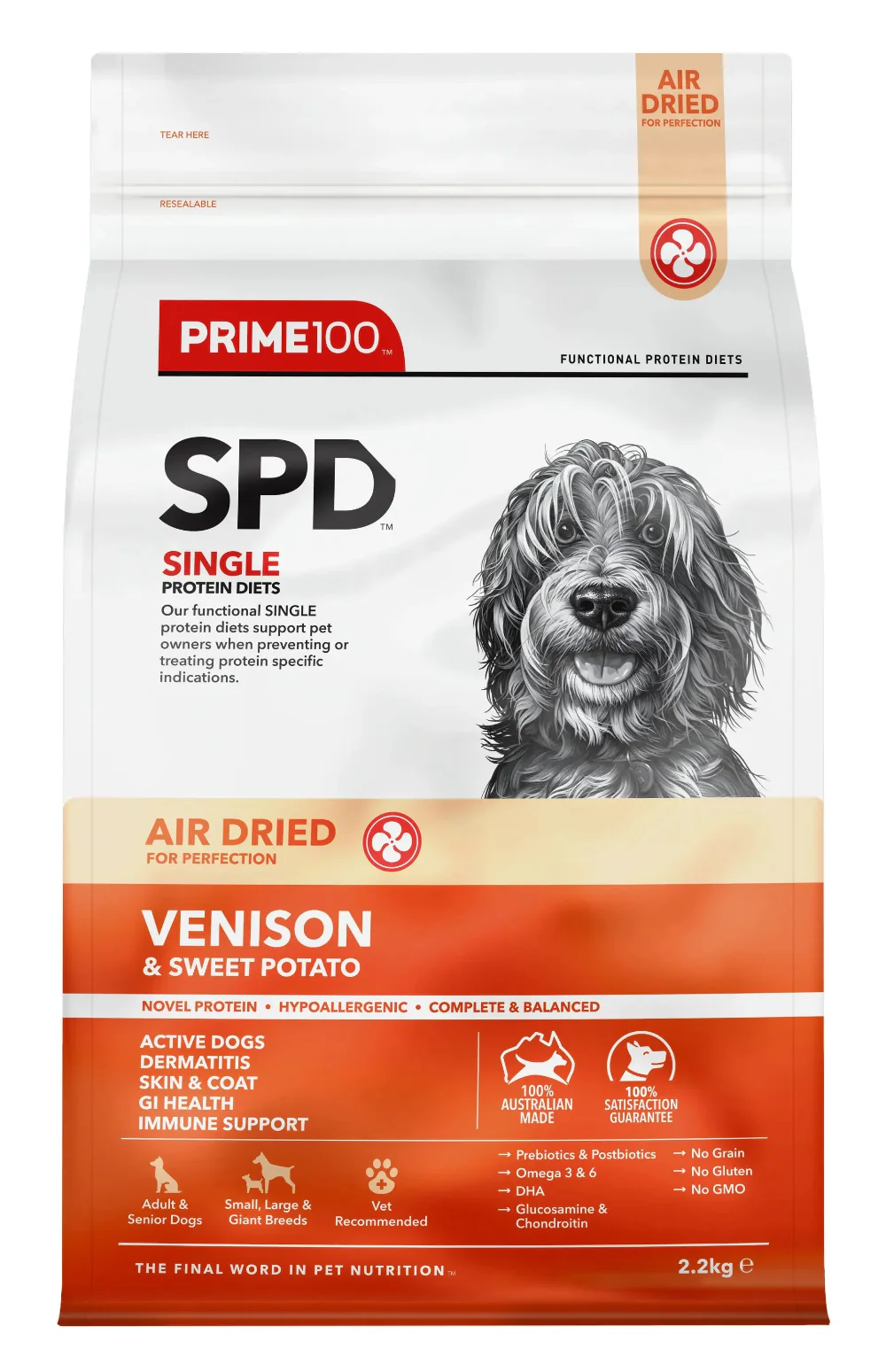 Prime100 SPD Air Dried Venison and Sweet Potato Dry Dog Food