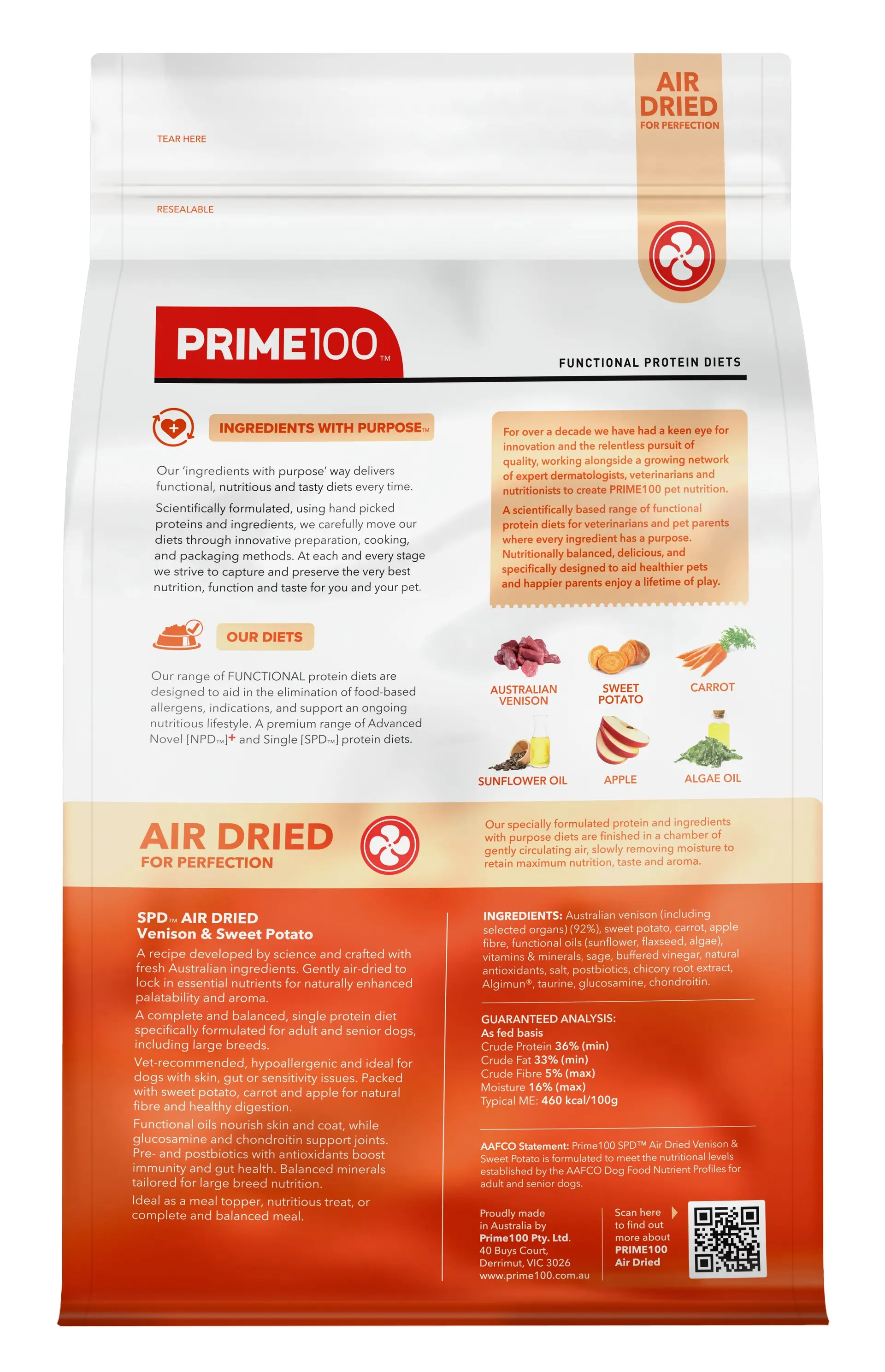 Prime100 SPD Air Dried Venison and Sweet Potato Dry Dog Food - Image 3