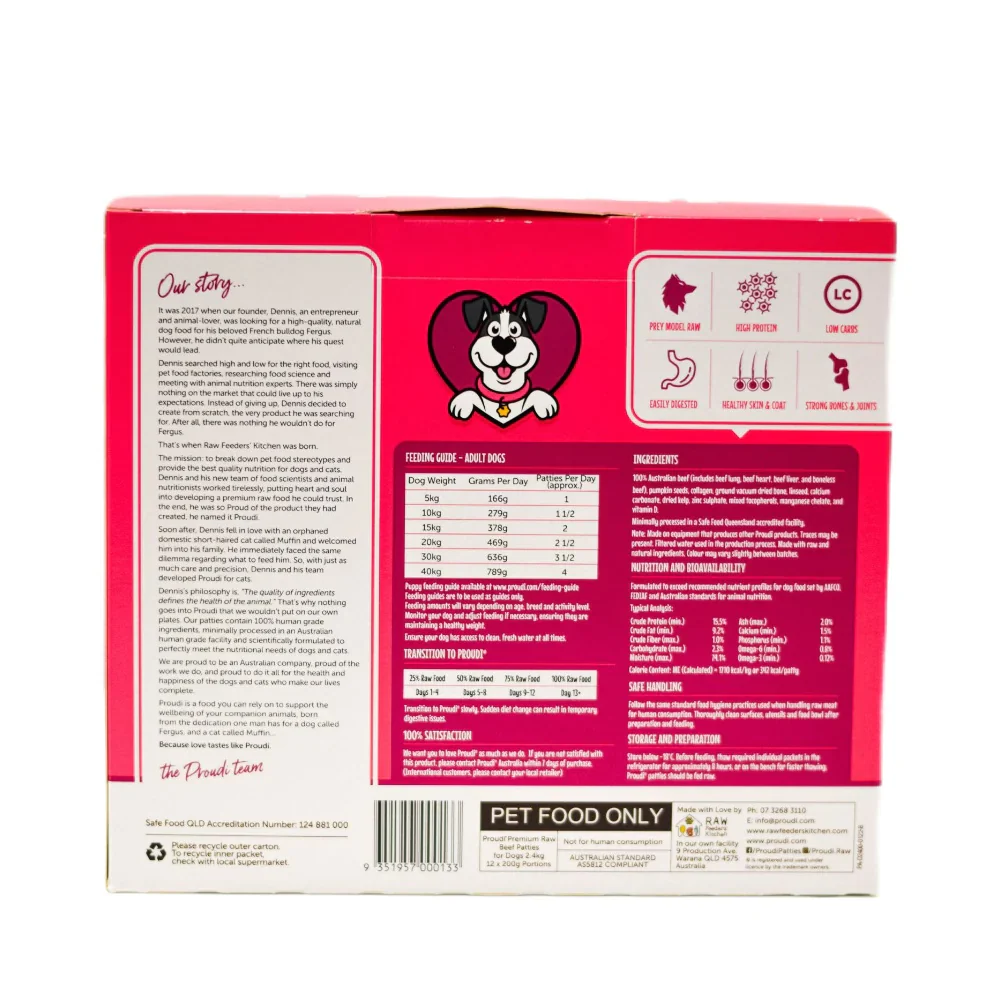 Proudi Beef Dog Food Raw 2.4KG - Image 2
