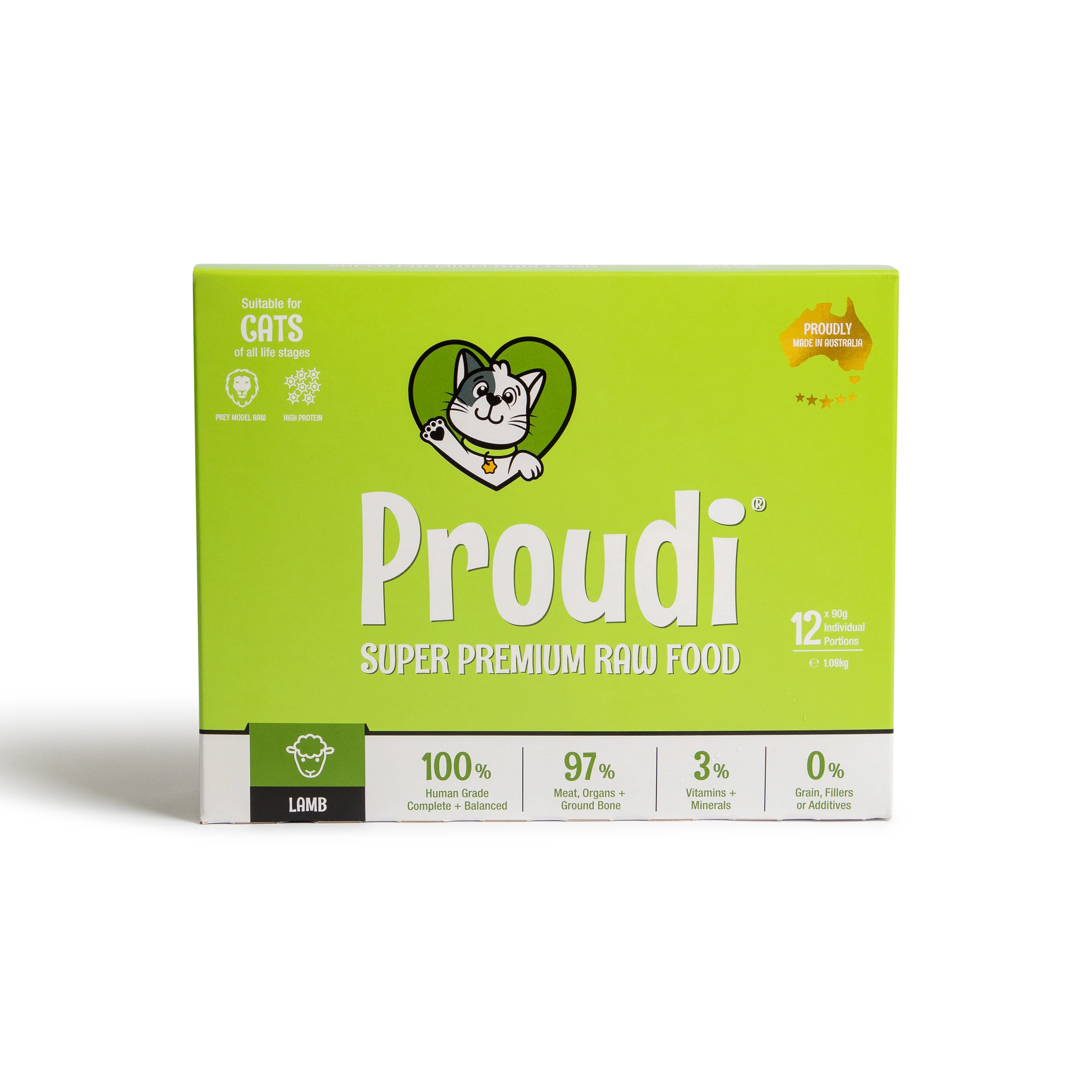 Proudi Lamb Raw Cat Food 1.08KG