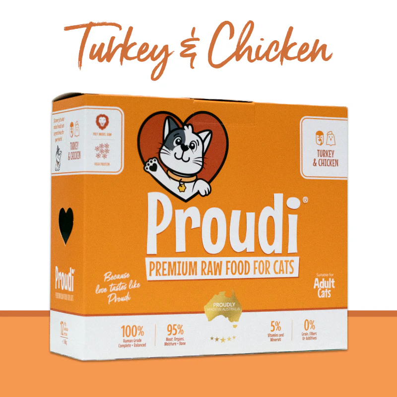 Proudi Turkey & Chicken Raw Cat Food 1.08KG
