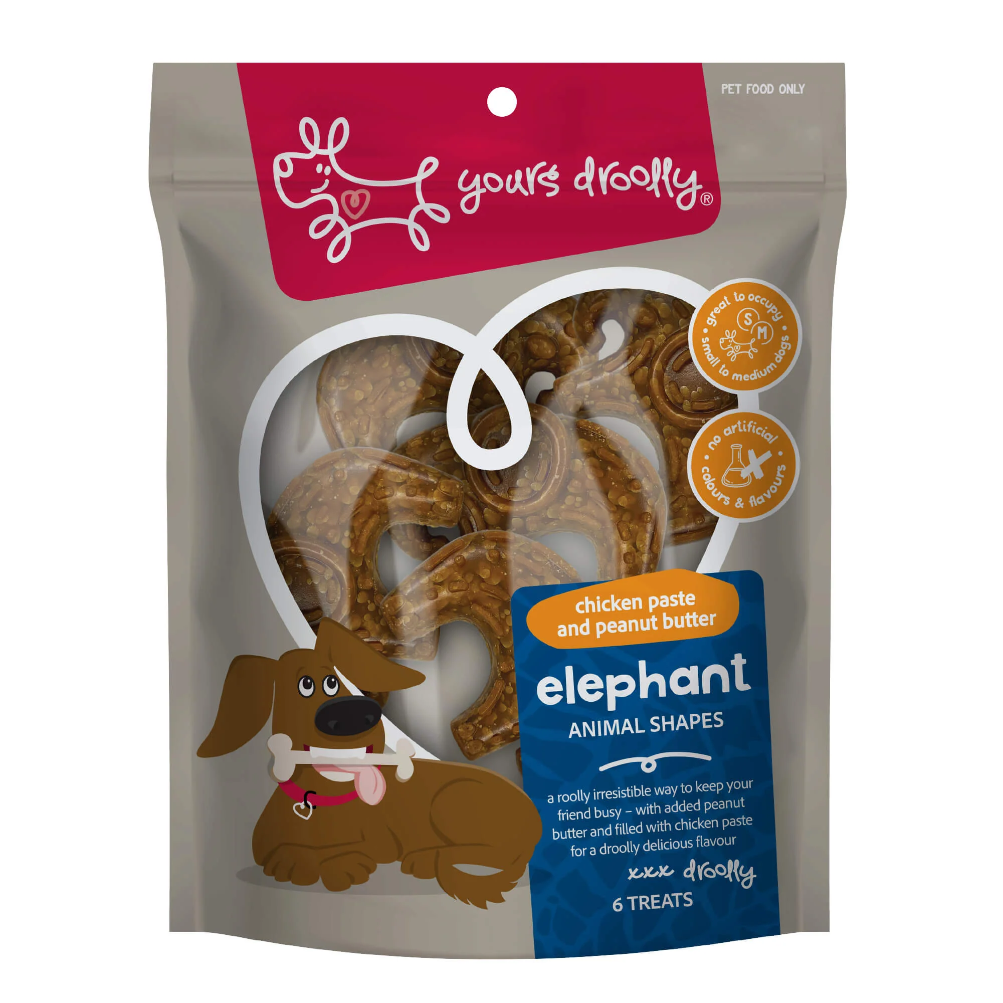 Yours Droolly Elephants Animal Shape wtih Chicken Paste Dog Treat 6PK