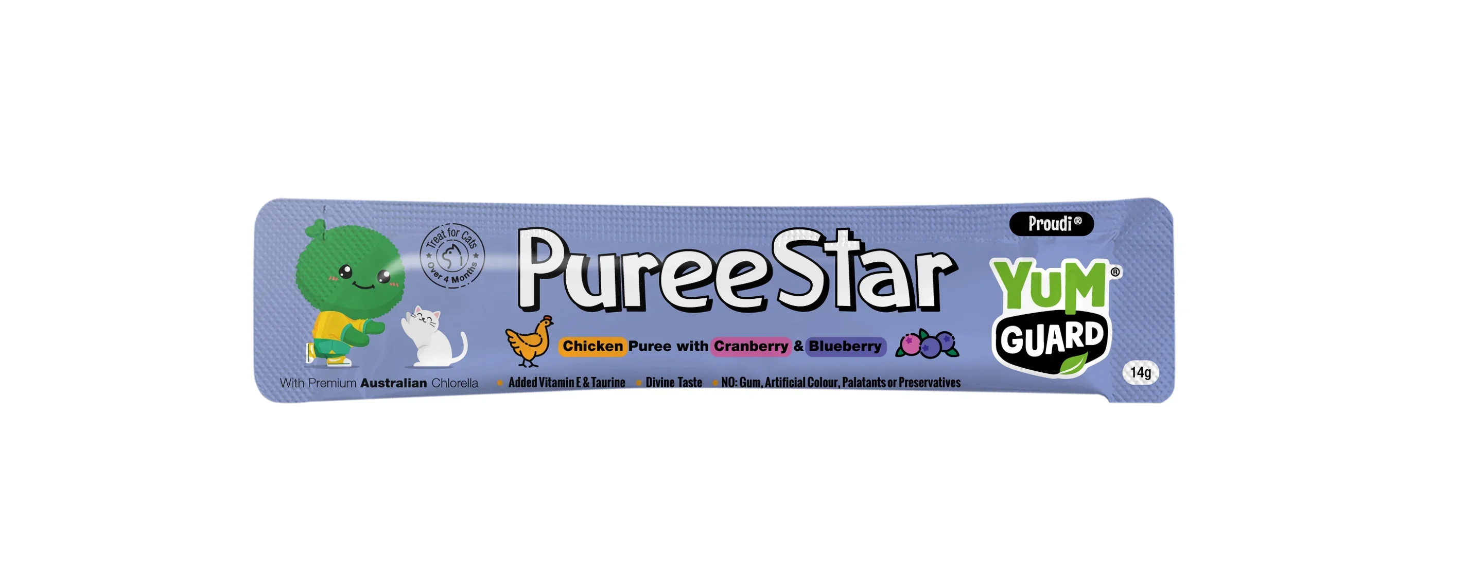 YUMGUARD Puree Star Chicken with Cranberry Puree Cat Treats 14g x 6 - Image 3
