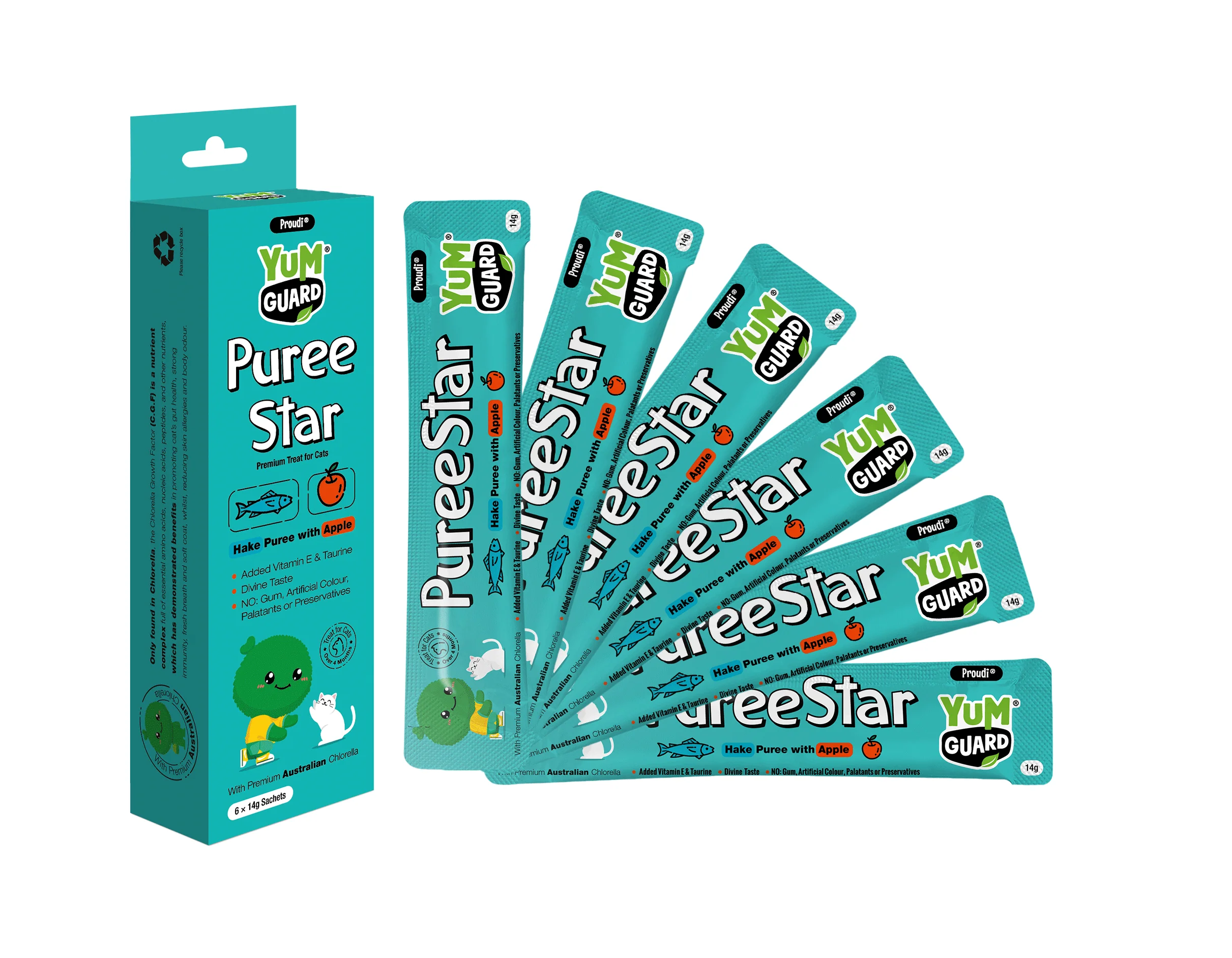 YUMGUARD Puree Star Hake with Apple Puree Cat Treats 14g x 6