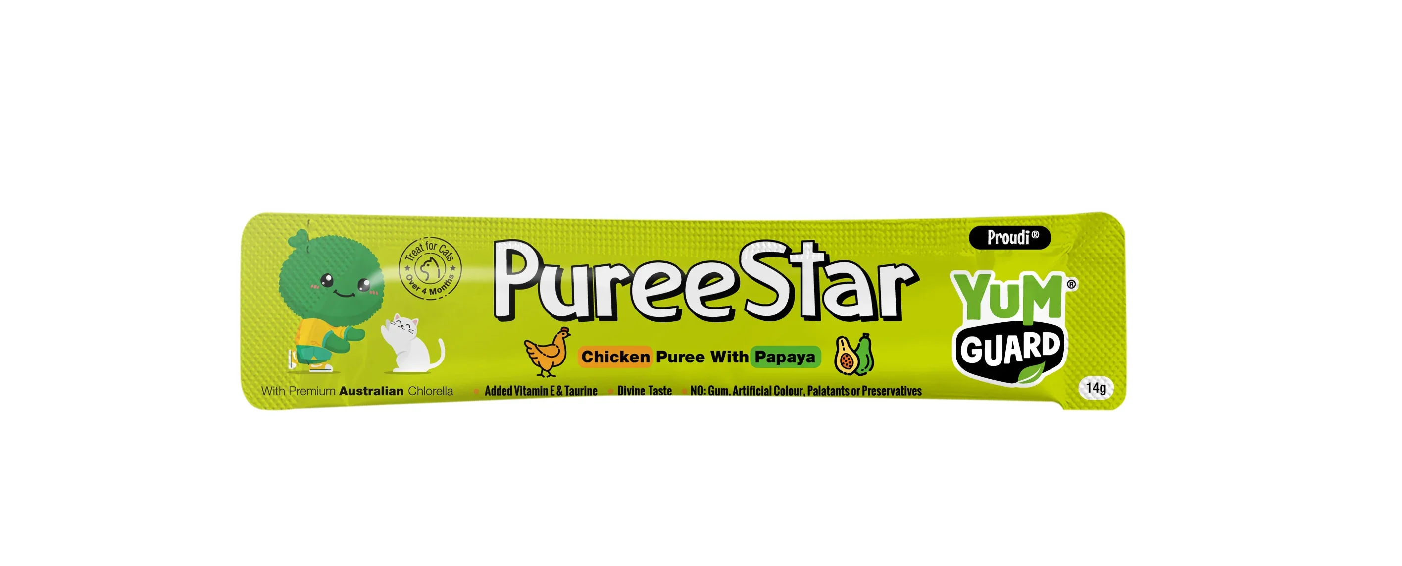 YUMGUARD Puree Star Chicken with Papaya Puree Cat Treats 14g x 6 - Image 2