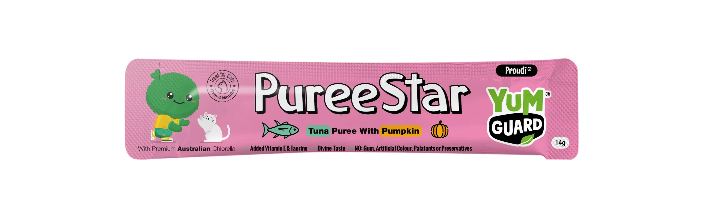 YUMGUARD Puree Star Tuna with Pumpkin Puree Cat Treats 14g x 6 - Image 2